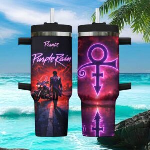 Prince Purple Rain Tribute Artist Symbol Motorcycle Scene 40oz Tumbler