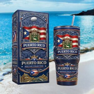 Puerto Rico Heritage Collection Blue Mountain Scene 3D Embossed Tumbler