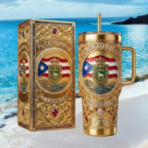 Puerto Rico Heritage Gold Filigree Luxury Insulated Tumbler