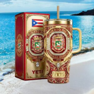 Puerto Rico Orgullo Boricua 1508 Heritage Gold & Red Luxury Tumbler