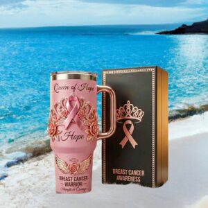 Queen of Hope Breast Cancer Awareness Warrior Crown Tumbler