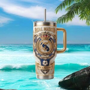 Real Madrid CF Hala Madrid Royal White & Gold Limited Edition Fan Tumbler