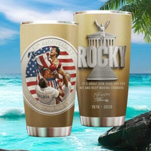 Rocky 50th Anniversary 1976 2026 Sylvester Stallone Signature Gold Edition Tumbler