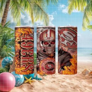 San Francisco 49ers Flaming Skull Helmet Badass Sports Shirt