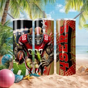 San Francisco 49ers Skeleton Football Player Custom Tumbler Wrap