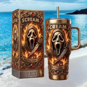 Scream 7 Ghostface Burn It All Down 2026 Limited Edition Gold 40oz Tumbler