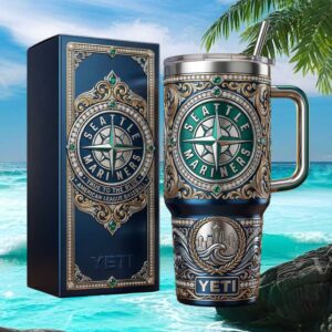 Seattle Mariners “True To The Blue” Luxury Compass Logo 3D Embossed Tumbler