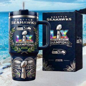 Seattle Seahawks 2026 Super Bowl LX Champions Navy Blue 40oz Tumbler