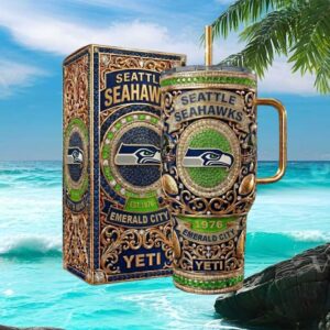 Seattle Seahawks Emerald City Edition Custom Jeweled Yeti Tumbler