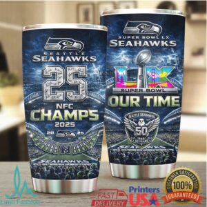 Seattle Seahawks NFC Champions 2025 Super Bowl LX “Our Time” Tumbler Seattle Seahawks NFC Champions 2025 Super Bowl LX “Our Time” Tumbler