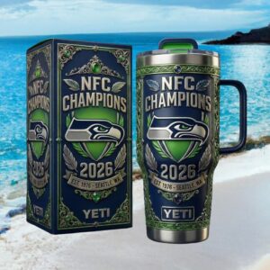 Seattle Seahawks NFC Champions 2026 Yeti Style 40oz Tumbler
