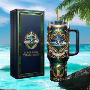 Seattle Seahawks Super Bowl Champions Stained Glass Aesthetic 40oz Tumbler