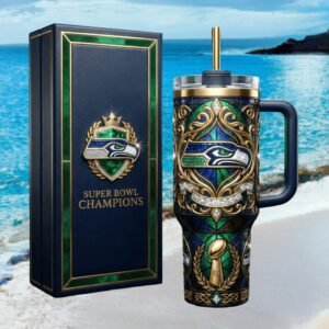 Seattle Seahawks Super Bowl Champions Stained Glass Luxury Fan Tumbler