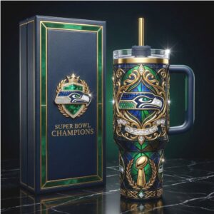 Seattle Seahawks Super Bowl Champions Stained Glass Tumbler