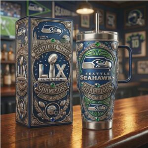 Seattle Seahawks Super Bowl LIX Champions 40oz Tumbler Embossed Design