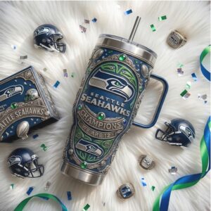 Seattle Seahawks Super Bowl LIX Champions 40oz Tumbler Embossed Design
