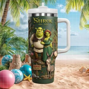 Shrek and Fiona 25th Anniversary Embossed Tumbler with Straw