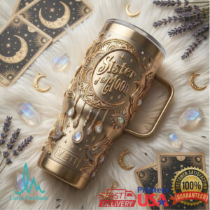 Sister of the Moon Celestial Moon & Stars Gold Filigree 40oz Tumbler