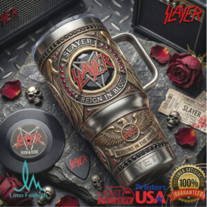 Slayer Reign In Blood 3D Embossed Heavy Metal Band Yeti Style Tumbler