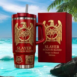 Slayer “Reign In Blood” Edition Heavy Metal Collectible 40oz Insulated Tumbler with Handle