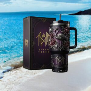 Sleep Token Offering Flamingo and Rose Gothic Floral Engraved Insulated Tumbler