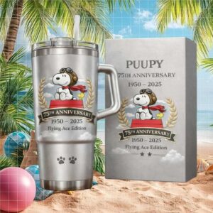 Snoopy Flying Ace 75th Anniversary 1950 2025 Collector's 40oz Tumbler