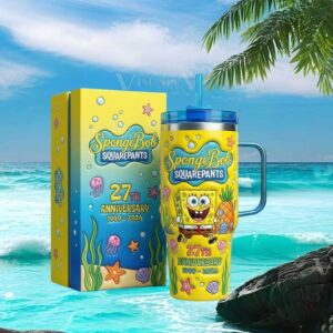 SpongeBob SquarePants 27th Anniversary 1999 2026 3D Embossed Tumbler