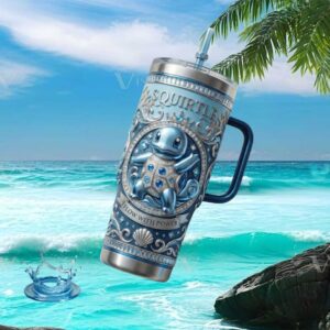 Squirtle Flow With Power 3D Crystal Blue Water Type Tumbler