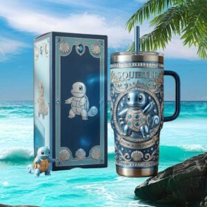 Squirtle Pokémon Royal Blue Jewel Embossed 40oz Steel Tumbler
