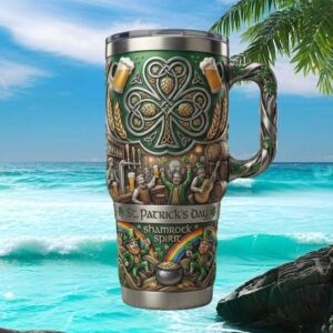 St. Patrick's Day Shamrock Spirit Leprechaun 40oz Insulated Beer Tumbler
