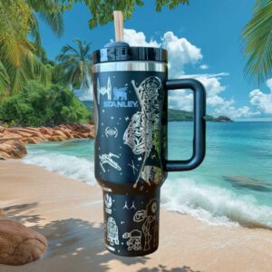 Star Wars Darth Vader and Death Star Engraved Matte Black Insulated Tumbler