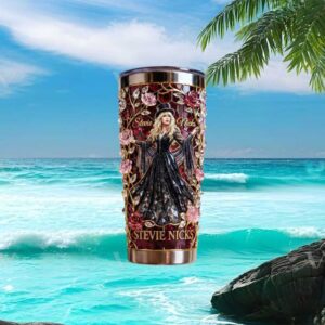 Stevie Nicks White Witch Goth Rose 3D Floral Art Tumbler