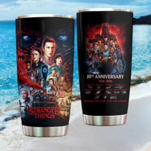 Stranger Things 10th Anniversary 2016 2026 Signature Cast Tumbler