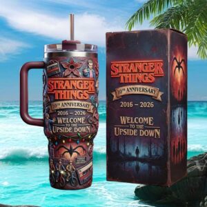 Stranger Things 10th Anniversary 2016 2026 Upside Down 40oz Tumbler