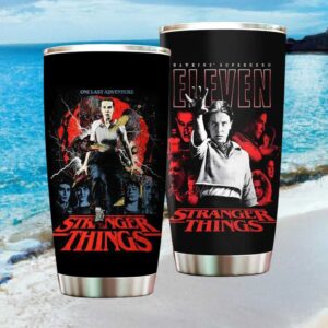 Stranger Things Hawkins' Superhero Eleven “One Last Adventure” Black Matte Tumbler