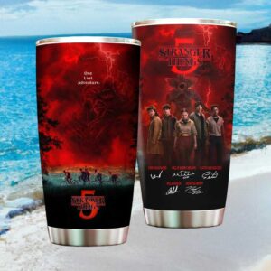 Stranger Things Season 5 One Last Adventure Character Signatures Red Lightning Tumbler