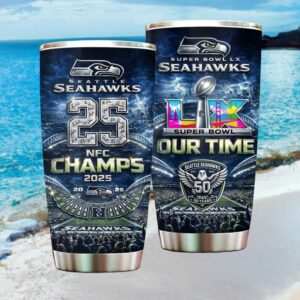 Super Bowl LX Seattle Seahawks 2025 NFC Champs “Our Time” Tribute Tumbler