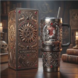 Supernatural TV Series 15 Seasons “Join The Hunt” 3D Embossed 40oz Tumbler with Handle