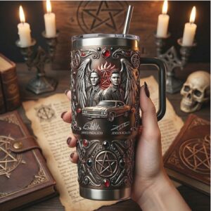 Supernatural TV Series 15 Seasons “Join The Hunt” 3D Embossed 40oz Tumbler with Handle