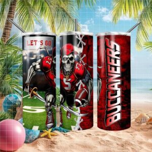 Tampa Bay Buccaneers Skull Pirate Football Tumbler Wrap