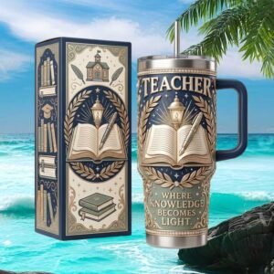 Teacher “Where Knowledge Becomes Light” Luxury Tumbler Academic Gift Set