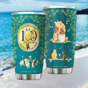 Teal Winnie the Pooh 100 Years Celebration Friends Gathering Anniversary Tumbler
