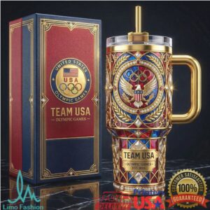 Team USA Olympic Games Commemorative Eagle & Rings Gold Trimmed 40oz Tumbler