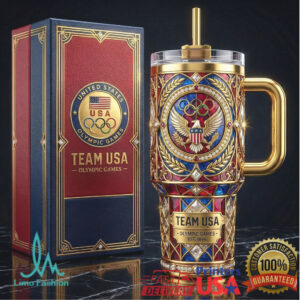 Team USA Olympic Games Commemorative Eagle & Rings Gold Trimmed 40oz Tumbler
