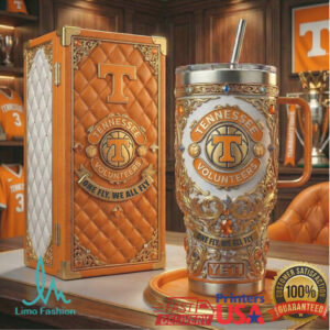 Tennessee Volunteers Custom 3D Quilted Leather & Gold Filigree Tumbler