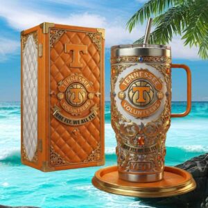 Tennessee Volunteers “One Fly We All Fly” 3D Quilted Leather Style Tumbler