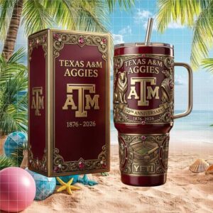 Texas A&M Aggies 150th Anniversary 1876 2026 3D Commemorative Yeti Tumbler