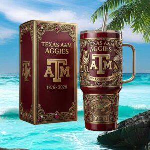 Texas A&M Aggies 150th Anniversary Commemorative 3D Maroon & Gold Tumbler