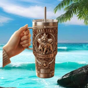 Texas State Bobcats Est. 1899 Vintage Bronze 3D Embossed Tumbler Texas State Bobcats Est. 1899 Vintage Bronze 3D Embossed Tumbler