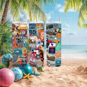 Texas State Pride Collage Tumbler Bluebonnets and BBQ Design